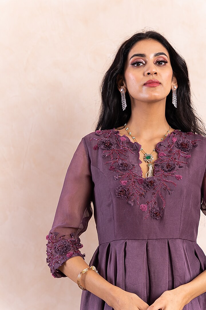 Purple Silk Gharara Set by Shikha & Srishti at Pernia's Pop Up Shop