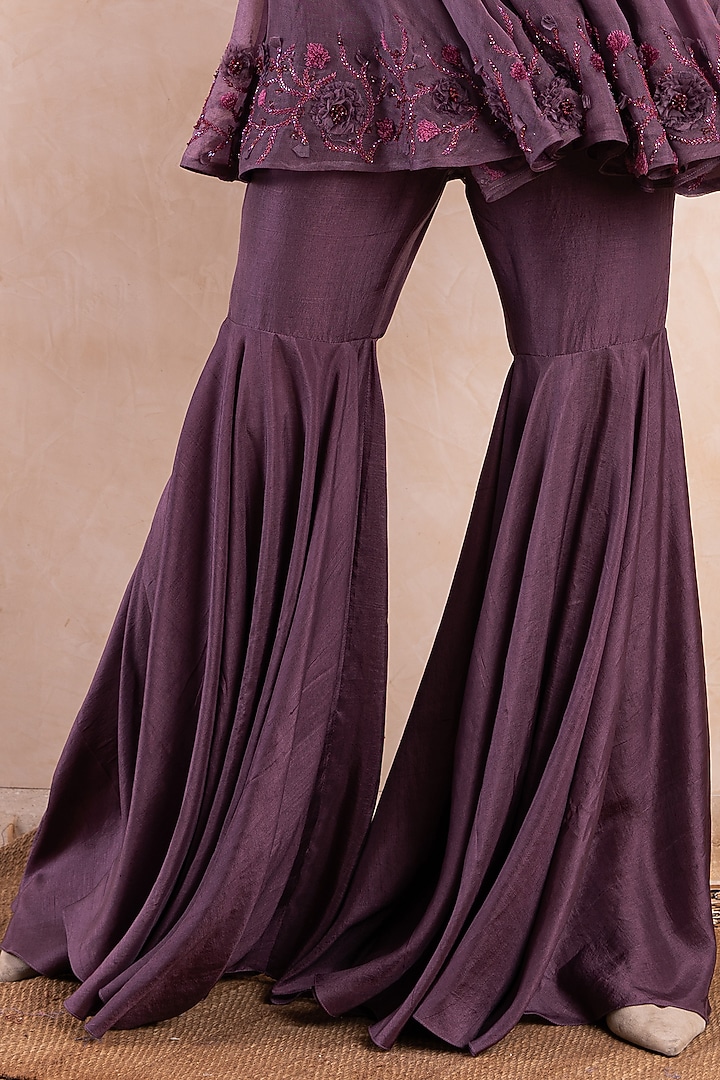 Purple Silk Gharara Set by Shikha & Srishti at Pernia's Pop Up Shop