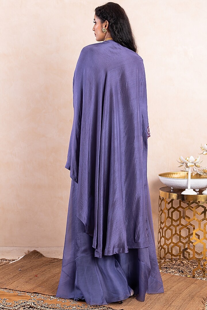 Lavender Embroidered Cape Set by Shikha & Srishti at Pernia's Pop Up Shop