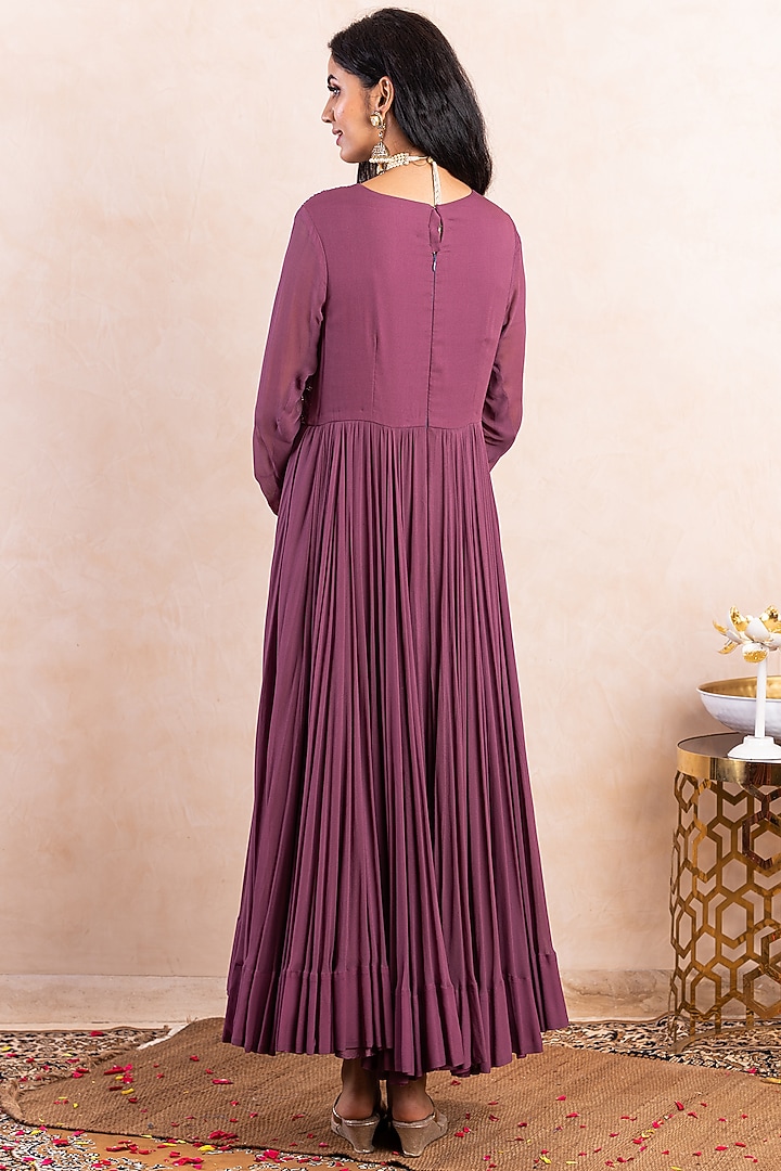 Purple Embroidered Bridal Anarkali Set by Shikha & Srishti at Pernia's Pop Up Shop