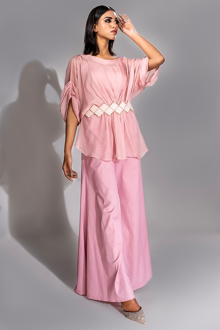 Pink Organza & Cotton Co-Ord Set by Shruti S at Pernia's Pop Up Shop