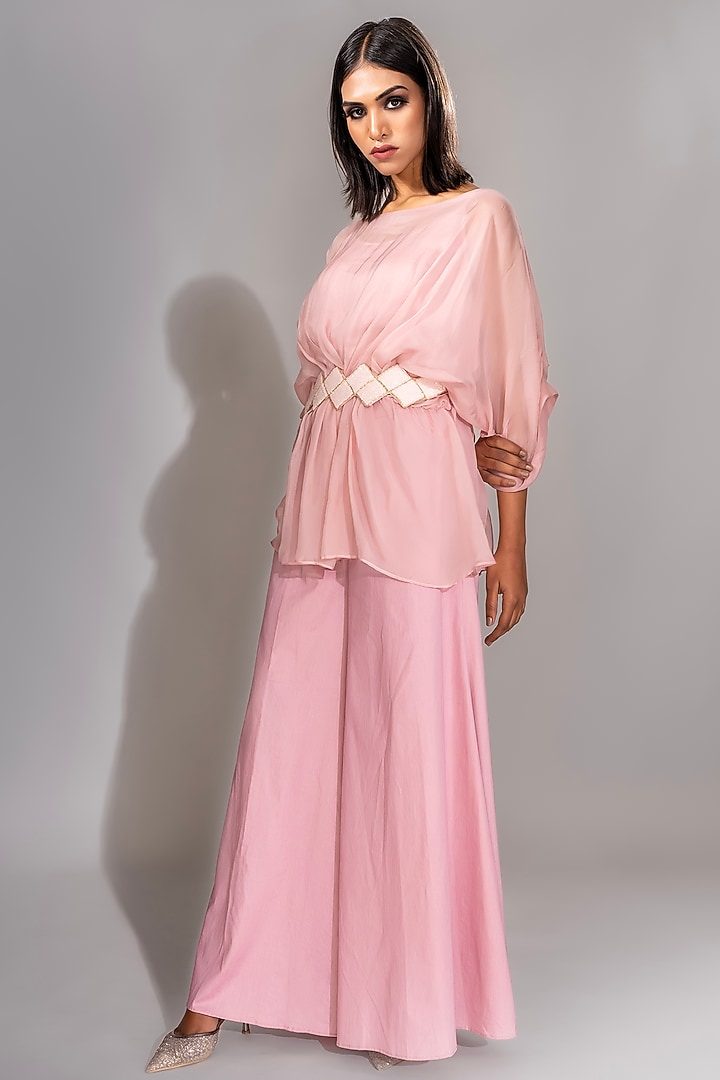 Pink Organza & Cotton Co-Ord Set by Shruti S at Pernia's Pop Up Shop