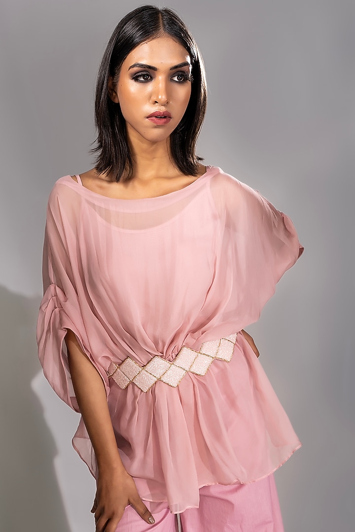 Pink Organza & Cotton Co-Ord Set by Shruti S at Pernia's Pop Up Shop