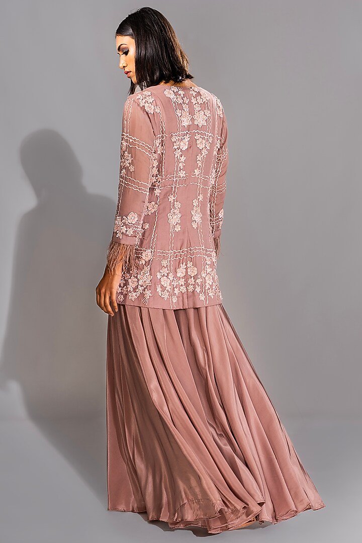 Nude Pink Crepe Wedding Sharara Set by Shruti S at Pernia's Pop Up Shop