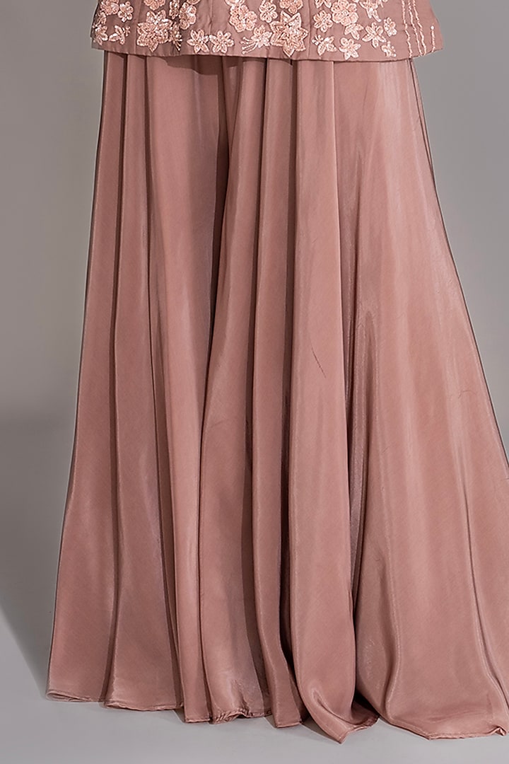 Nude Pink Crepe Wedding Sharara Set by Shruti S at Pernia's Pop Up Shop