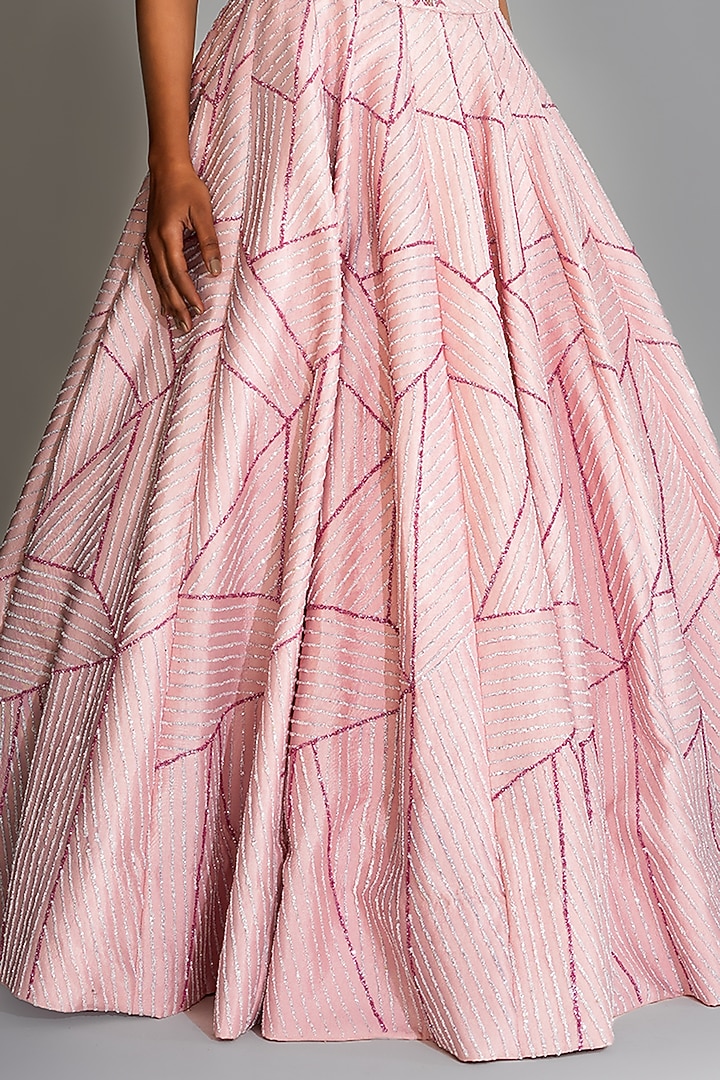 Pink Silk Sequins Embroidered Wedding Lehenga Set by Shruti S at Pernia's Pop Up Shop