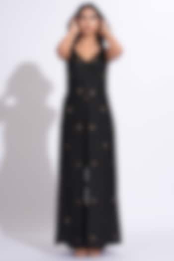 Black Raw Silk Co-Ord Set by Shruti S at Pernia's Pop Up Shop