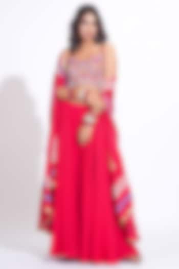 Red Georgette Wedding Sharara Set by Shruti S at Pernia's Pop Up Shop
