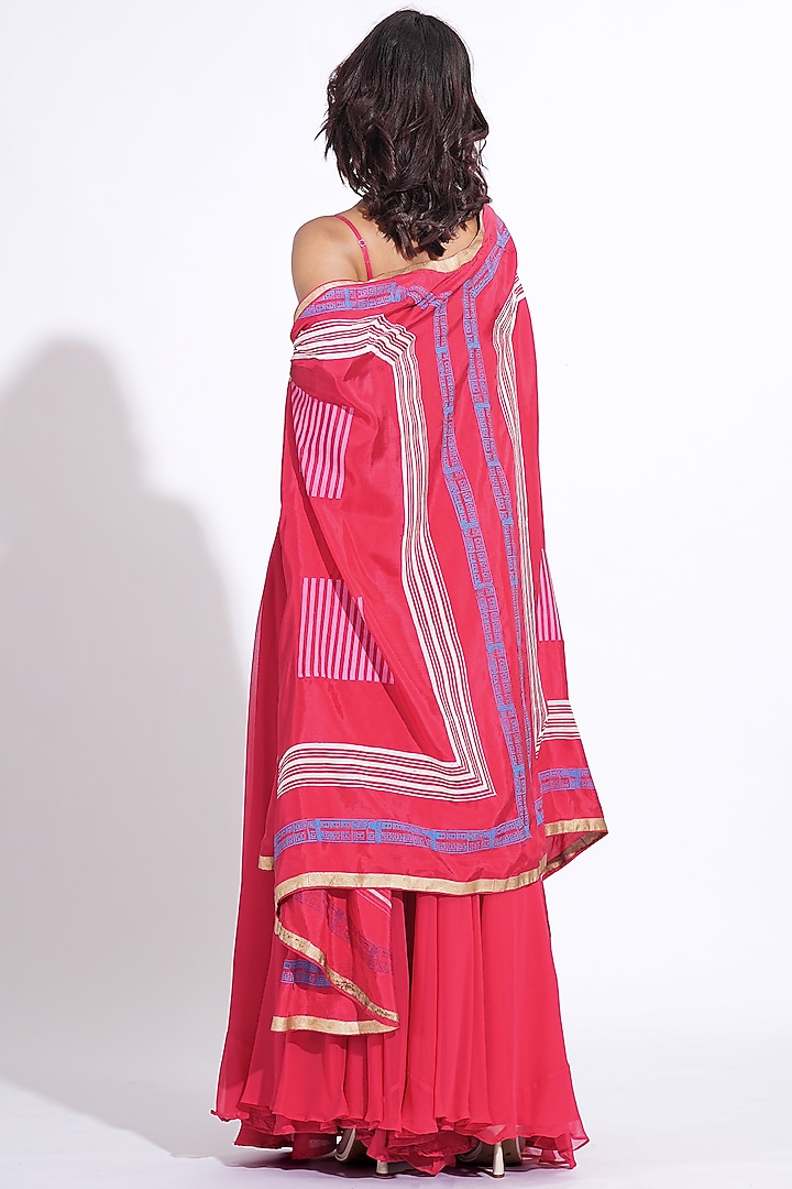 Red Georgette Wedding Sharara Set by Shruti S at Pernia's Pop Up Shop