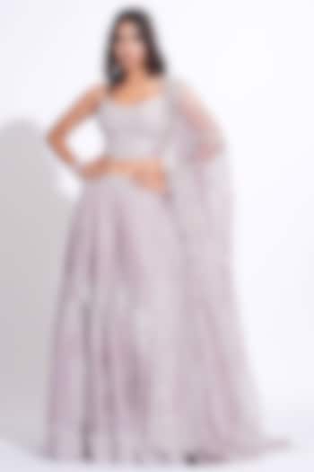 Lilac Silk Embroidered Wedding Lehenga Set by Shruti S at Pernia's Pop Up Shop