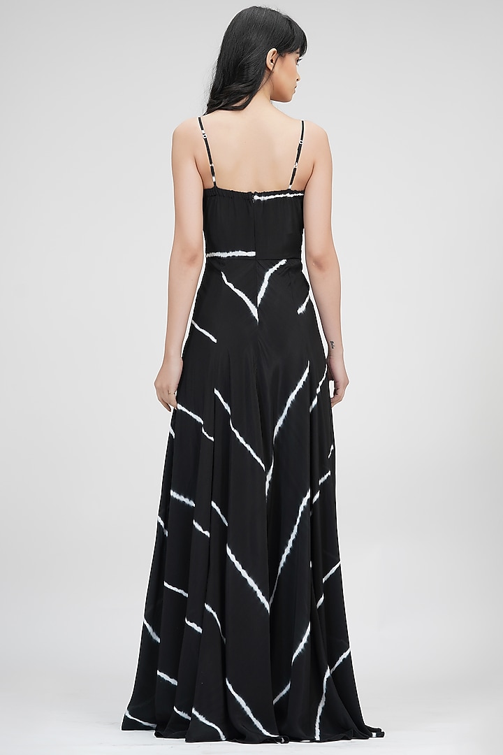 Black Viscose Crepe Printed Maxi Vacation Dress by Shruti S at Pernia's Pop Up Shop