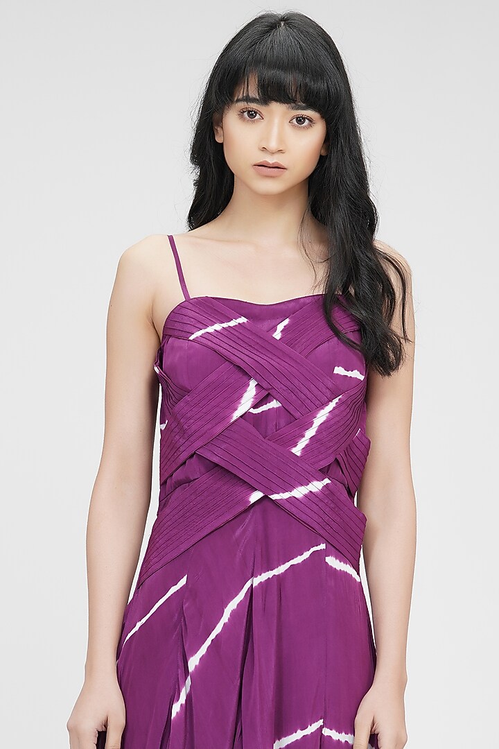 Wine Viscose Crepe Printed Maxi Vacation Dress by Shruti S at Pernia's Pop Up Shop