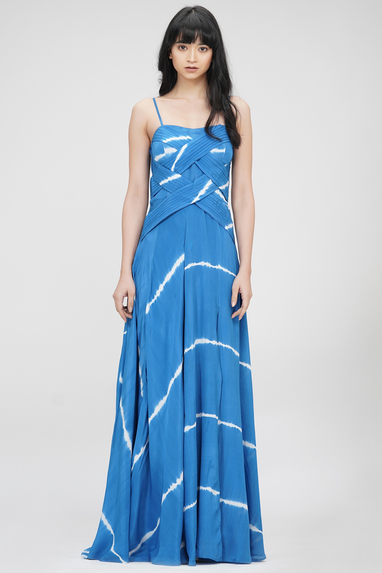 Cerulean Blue Viscose Crepe Printed Maxi Dress by Shruti S at Pernia's Pop  Up Shop 2024