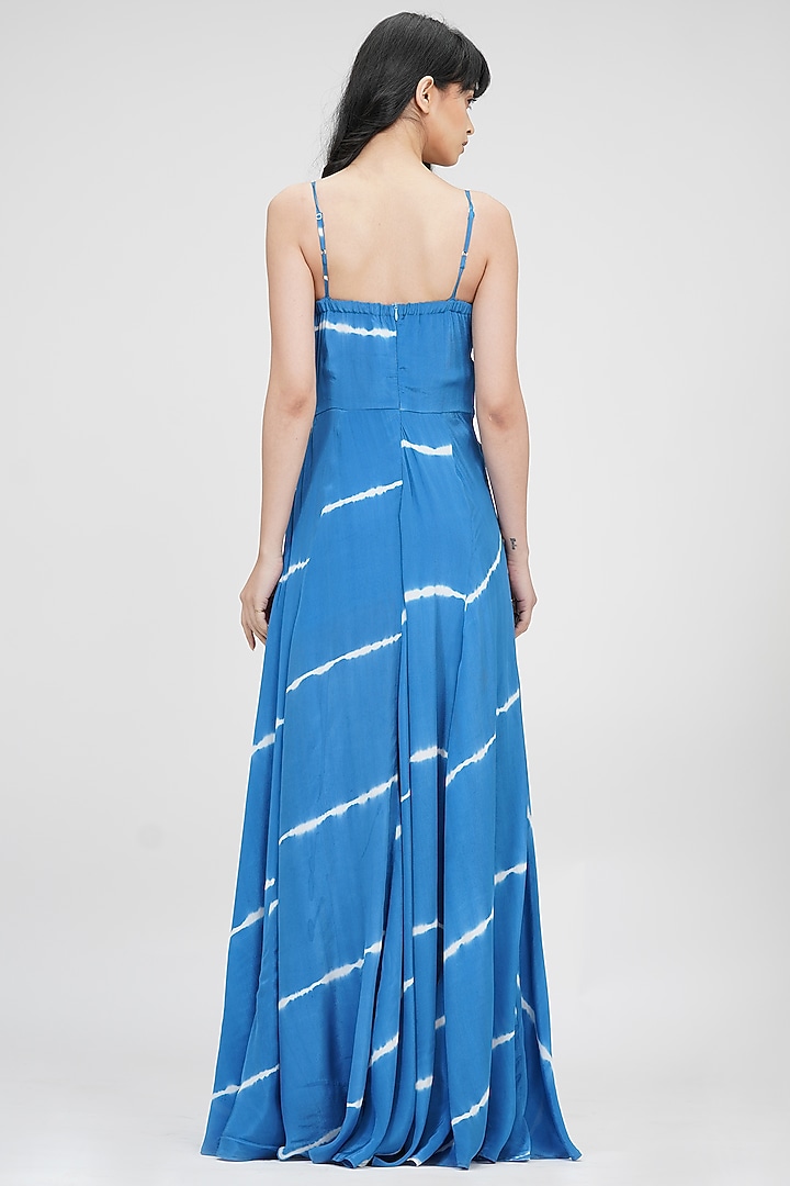Cerulean Blue Viscose Crepe Printed Maxi Dress Design by Shruti S at  Pernia's Pop Up Shop 2026