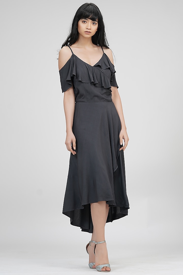 Grey Modal Wrap Dress by Shruti S