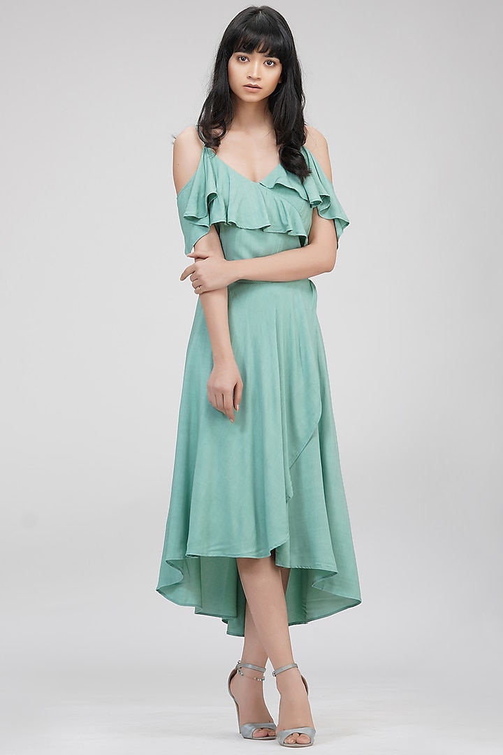 Green Modal Wrap Dress by Shruti S