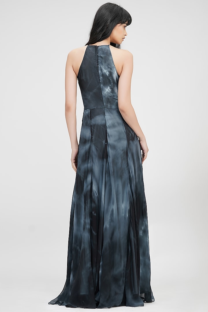 Black Georgette Printed Vacation Dress by Shruti S at Pernia's Pop Up Shop
