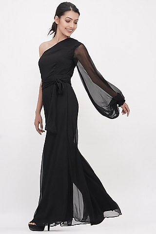 Black Chiffon Jumpsuit by Shruti S