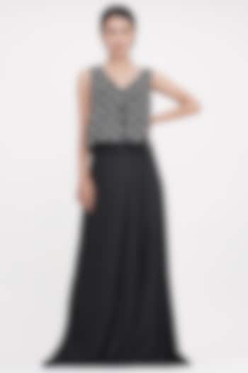 Black Modal Embroidered Maxi Vacation Dress by Shruti S at Pernia's Pop Up Shop