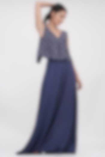 Blue Modal Embroidered Maxi Vacation Dress by Shruti S at Pernia's Pop Up Shop