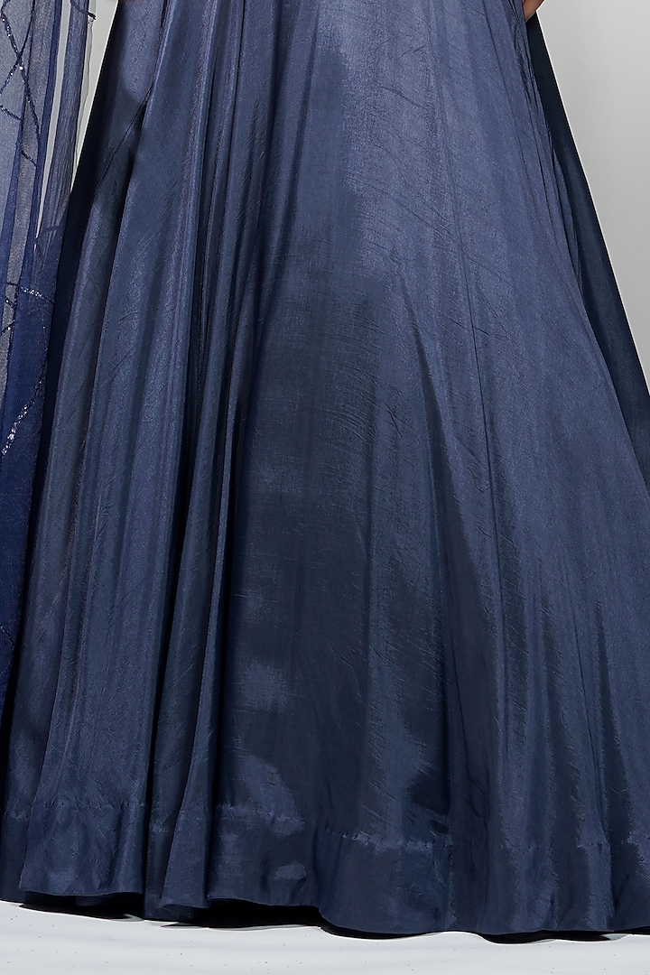 Bluish Grey Silk Wedding Lehenga Set by Shruti S at Pernia's Pop Up Shop