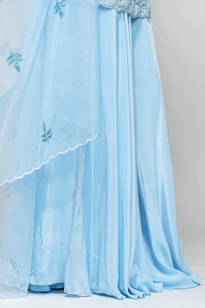 Ice Blue Crepe Wedding Sharara Set by Shruti S at Pernia's Pop Up Shop