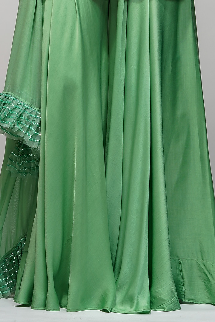 Sage Green Embroidered Wedding Sharara Set by Shruti S at Pernia's Pop Up Shop