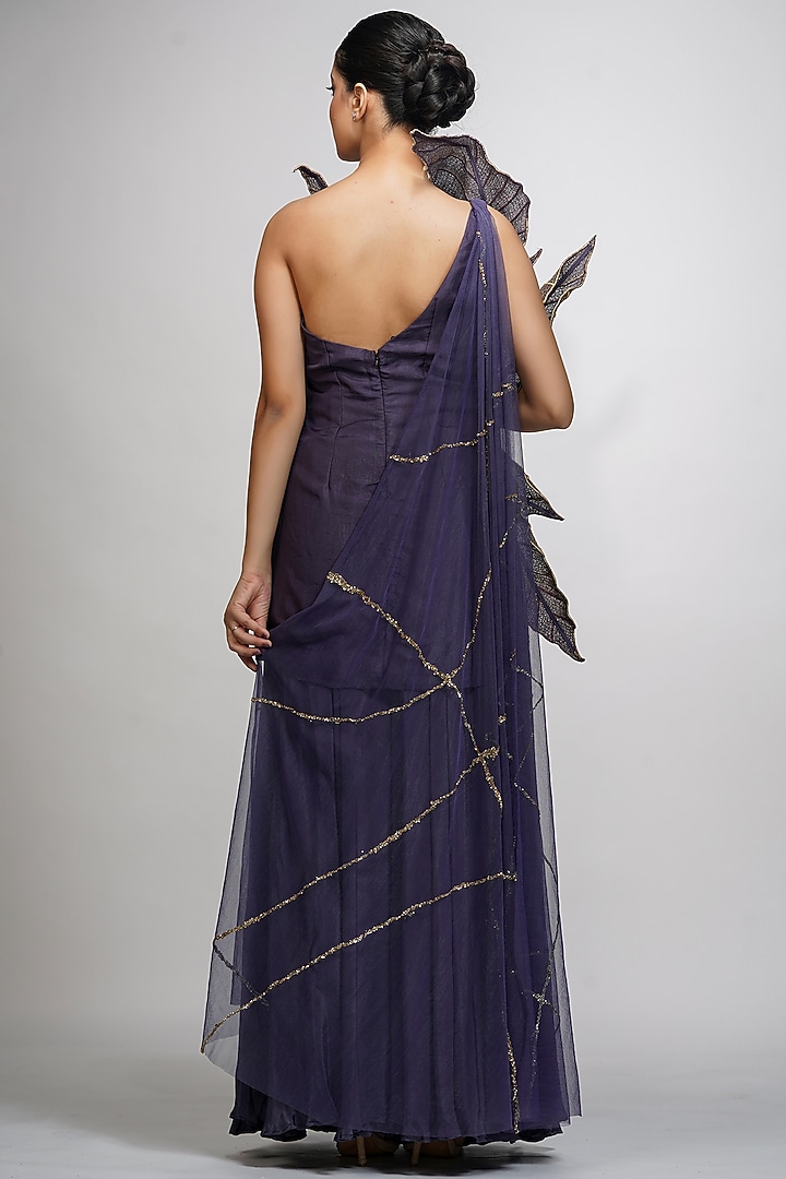 Smoked Purple Crepe Wedding Sharara Set by Shruti S at Pernia's Pop Up Shop