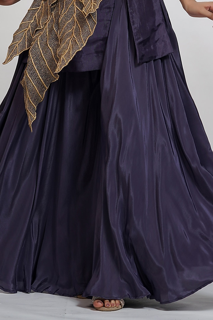 Smoked Purple Crepe Wedding Sharara Set by Shruti S at Pernia's Pop Up Shop