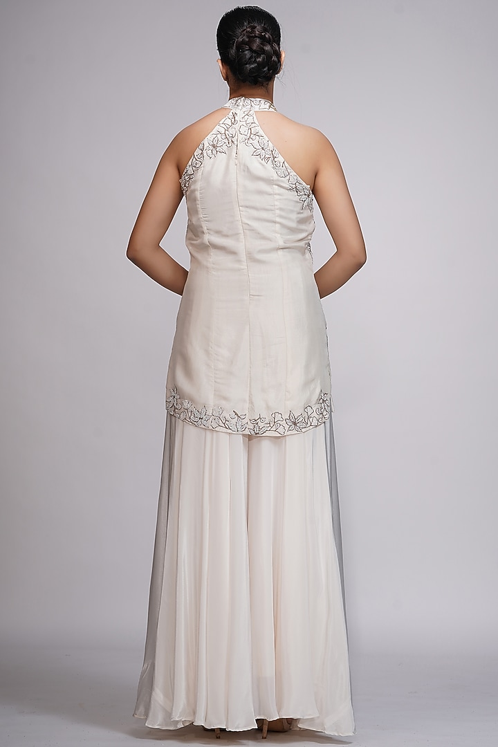 Off-White Crepe Wedding Sharara Set by Shruti S at Pernia's Pop Up Shop