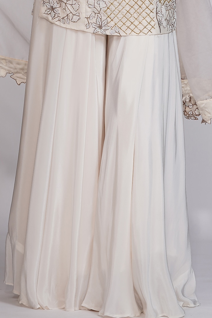 Off-White Crepe Wedding Sharara Set by Shruti S at Pernia's Pop Up Shop