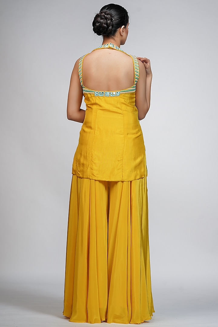 Burnt Orange Modal Satin Wedding Sharara Set by Shruti S at Pernia's Pop Up Shop