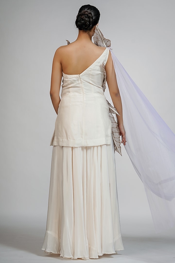 Off-White Crepe Wedding Sharara Set by Shruti S at Pernia's Pop Up Shop