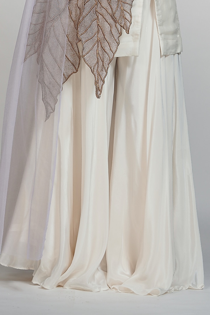 Off-White Crepe Wedding Sharara Set by Shruti S at Pernia's Pop Up Shop