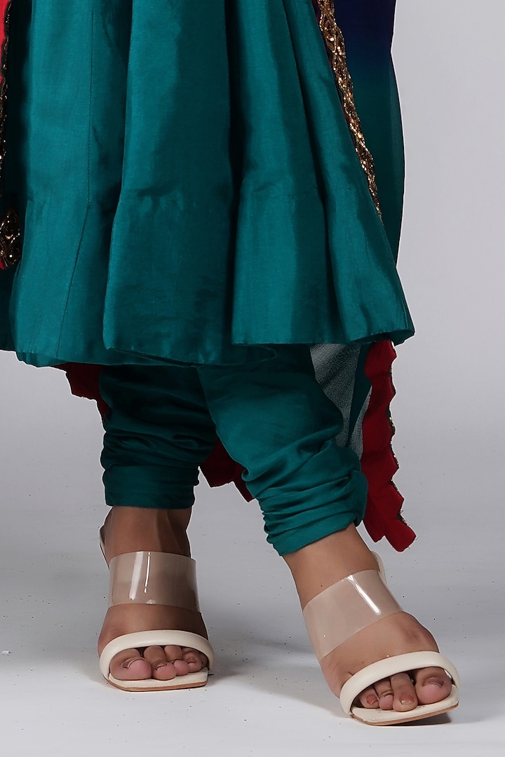 Teal Green Silk Embroidered Wedding Anarkali Set by Shruti S at Pernia's Pop Up Shop