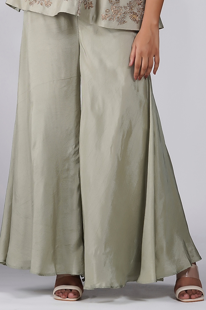 Sage Green Silk Wedding Sharara Set by Shruti S at Pernia's Pop Up Shop
