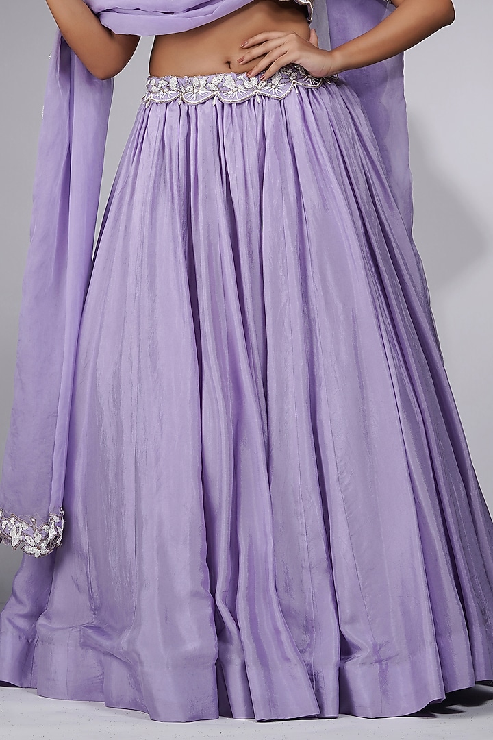 Lavender Silk Embroidered Wedding Lehenga Set by Shruti S at Pernia's Pop Up Shop