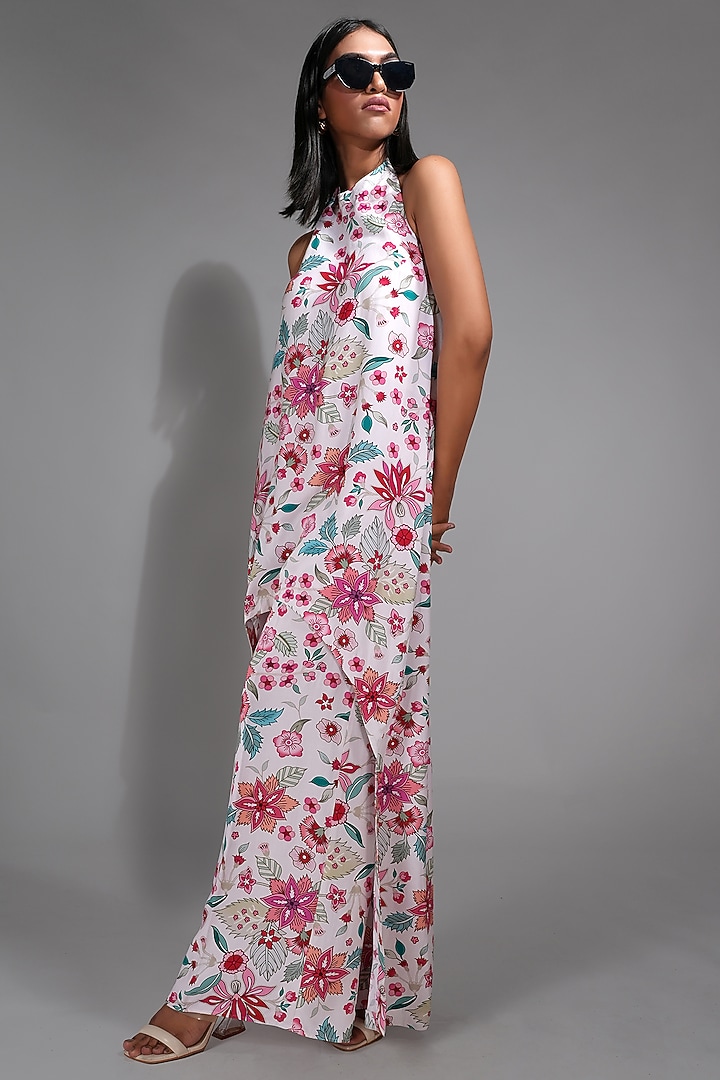 Off-White Modal Satin Floral Printed Co-Ord Set by Shruti S at Pernia's Pop Up Shop