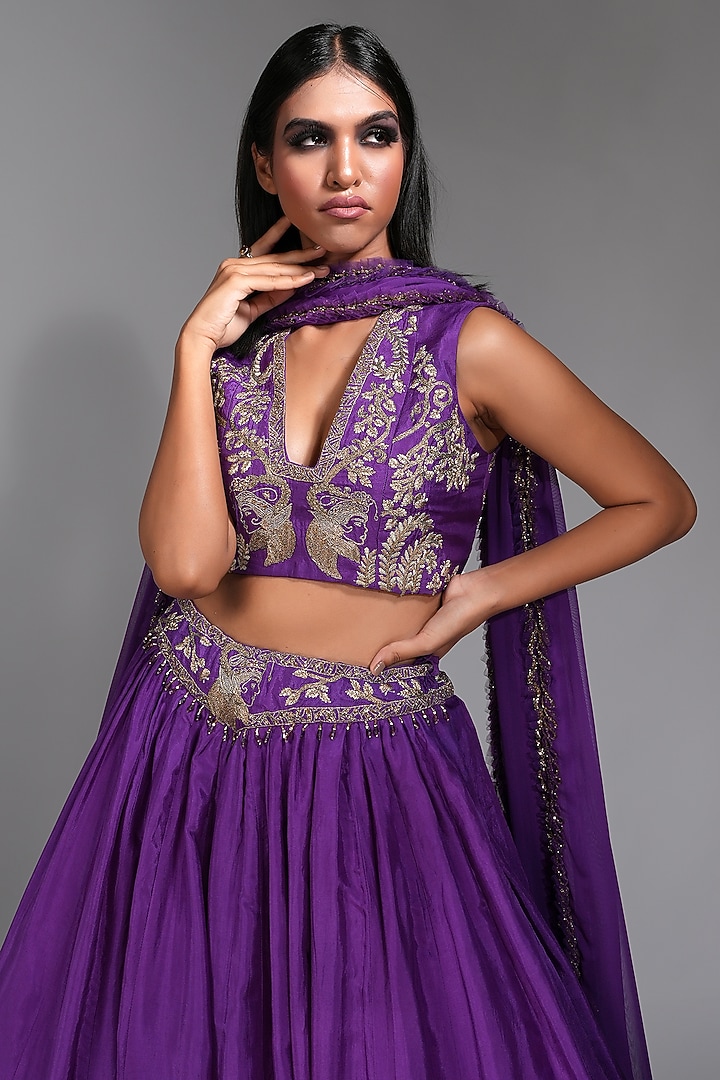 Purple Silk Wedding Lehenga Set by Shruti S at Pernia's Pop Up Shop