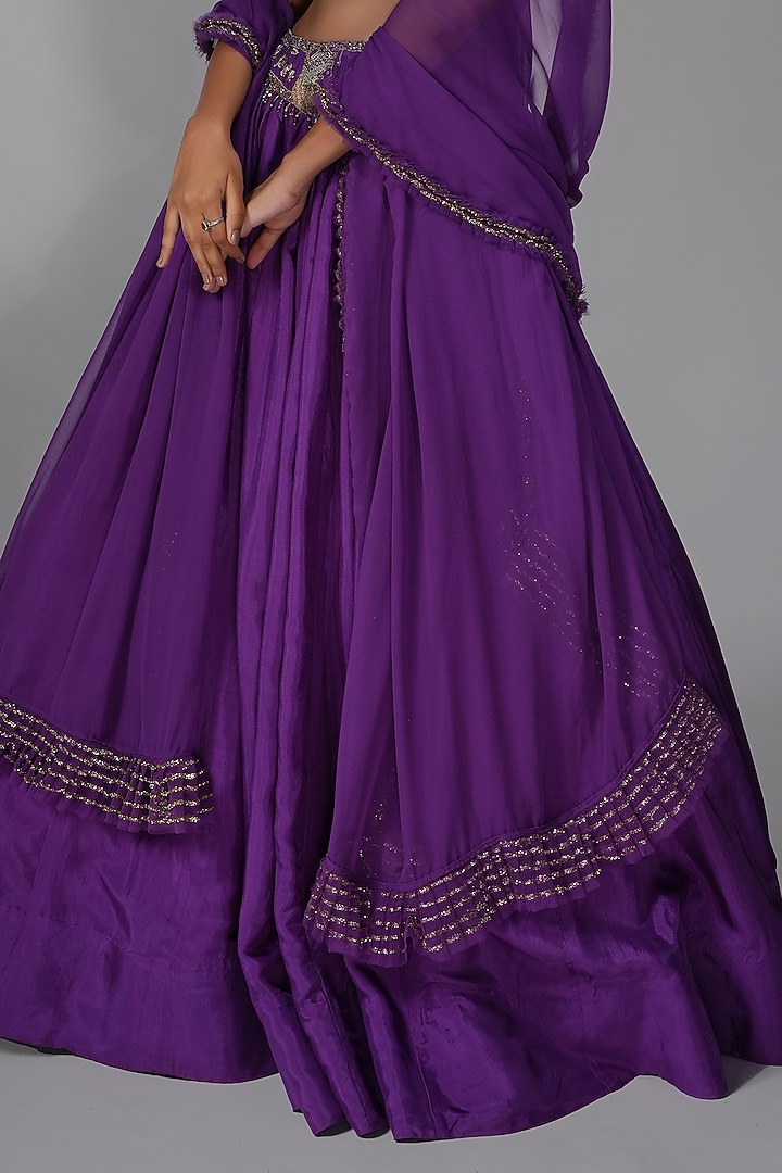 Purple Silk Wedding Lehenga Set by Shruti S at Pernia's Pop Up Shop