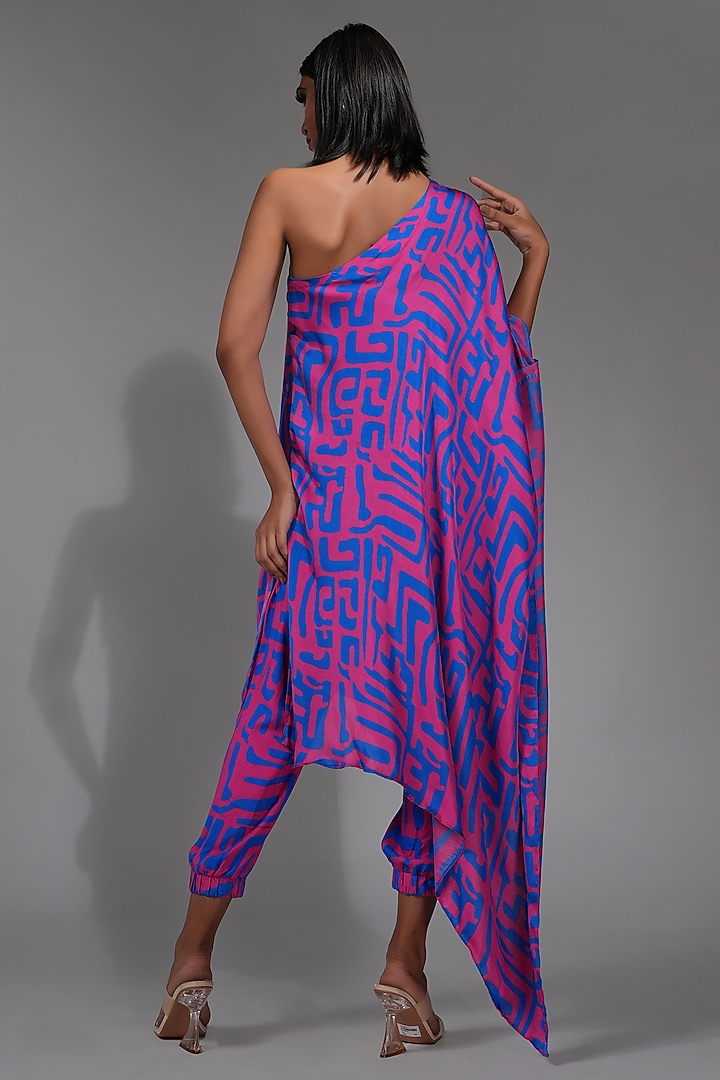 Purple Satin Printed Co-Ord Set by Shruti S at Pernia's Pop Up Shop
