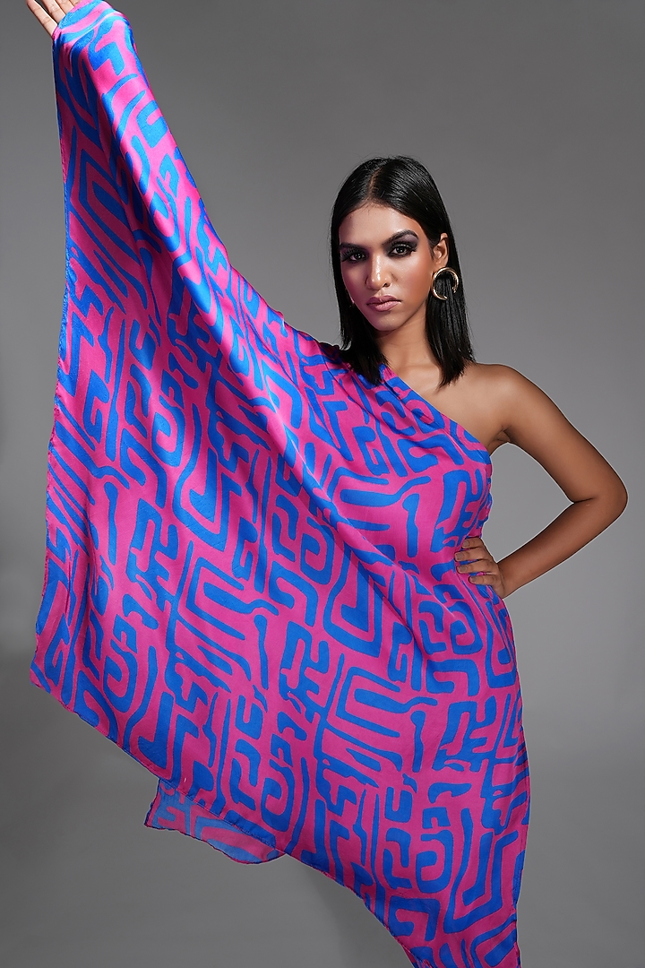 Purple Satin Printed Co-Ord Set by Shruti S at Pernia's Pop Up Shop