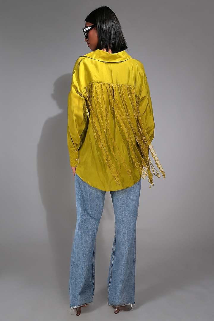 Sheen Green Silk Thread Work Shirt by Shruti S at Pernia's Pop Up Shop