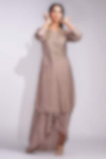 Light Brown Silk Dhoti Skirt Set by Shruti S at Pernia's Pop Up Shop