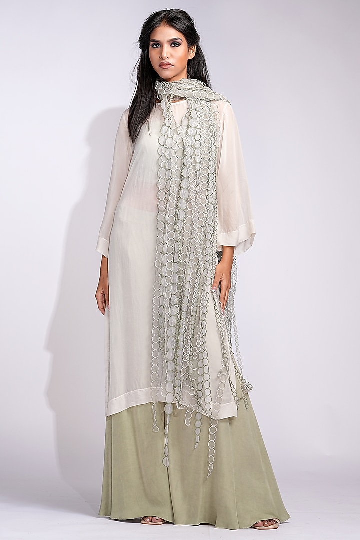 Sage Green Organza & Satin Co-Ord Set by Shruti S at Pernia's Pop Up Shop