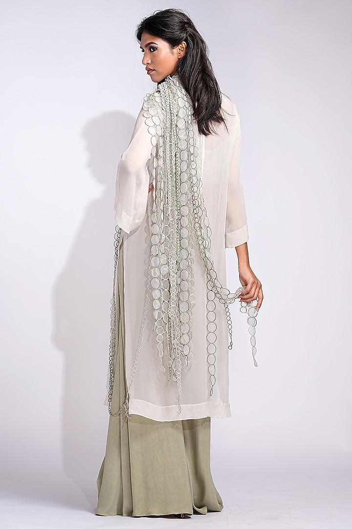 Sage Green Organza & Satin Co-Ord Set by Shruti S at Pernia's Pop Up Shop