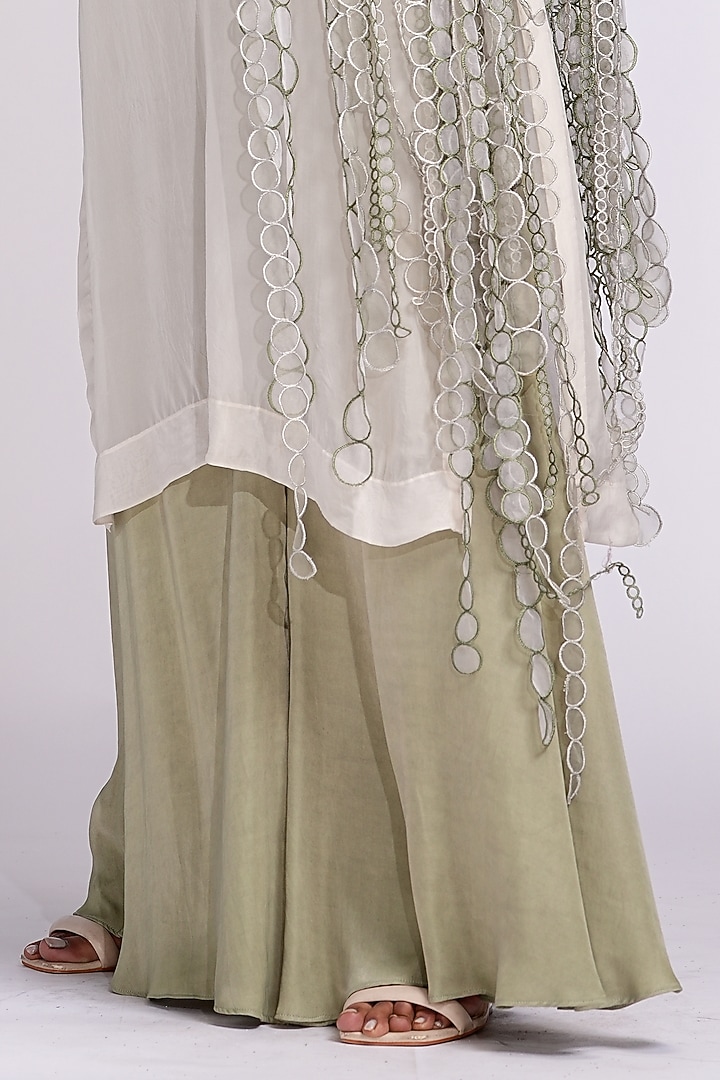 Sage Green Organza & Satin Co-Ord Set by Shruti S at Pernia's Pop Up Shop