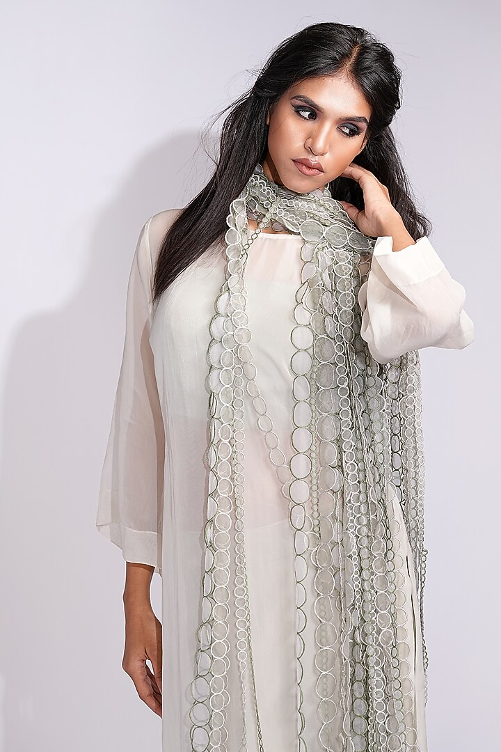 Sage Green Organza & Satin Co-Ord Set by Shruti S at Pernia's Pop Up Shop