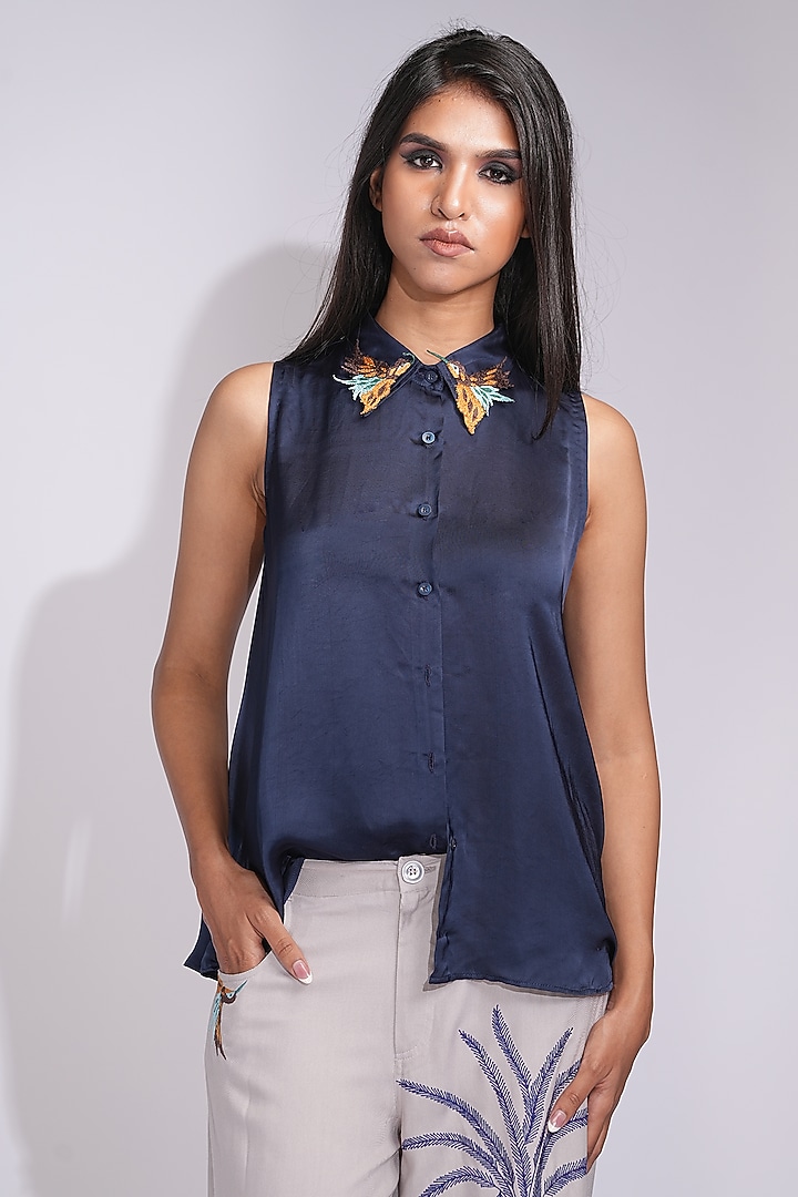 Grey Natural Cotton & Modal Satin Pant Set by Shruti S at Pernia's Pop Up Shop
