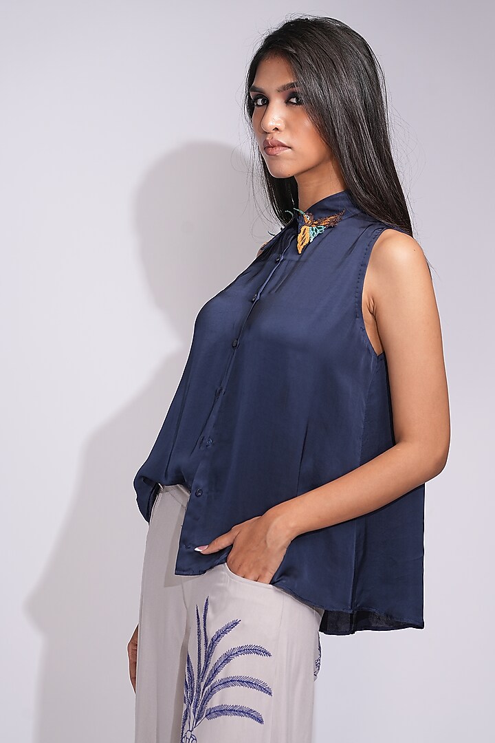 Grey Natural Cotton & Modal Satin Pant Set by Shruti S at Pernia's Pop Up Shop